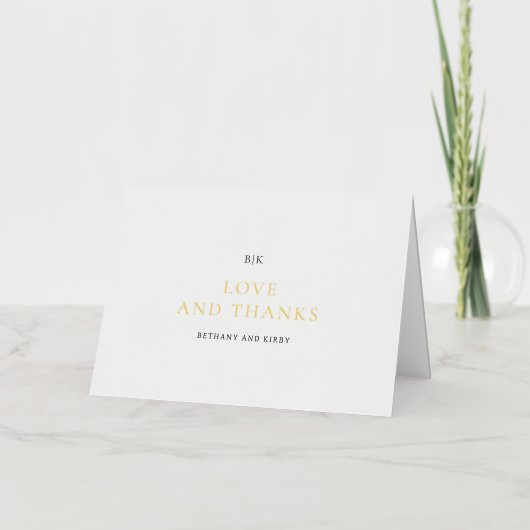 クラシックエレガント結婚サンキューカード 箔グリーティングカード (正面)