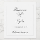 クラシックエレガント結婚シンプルフォーマル白 ワインラベル (シングルラベル)