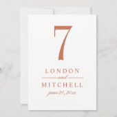 クラシックエレガント結婚テーブル番号 招待状 (裏面)