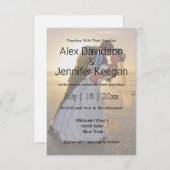 クラシックエレガント結婚式の写真オーバーレイ 招待状 (正面/裏面)