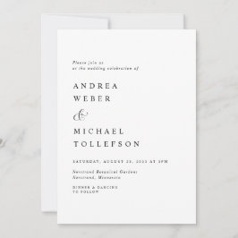 クラシックエレガント結婚白黒シンプルモダン 招待状