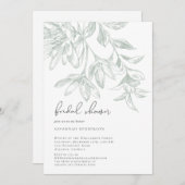 クラシックエレガント線描フローラブライダルシャワー 招待状 (正面/裏面)