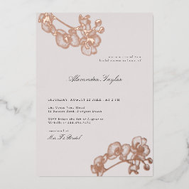 クラシックエレガント蘭金ゴールドフローラブライダルシャワー 箔招待状