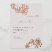 クラシックエレガント蘭金ゴールドフローラブライダルシャワー 箔招待状 (正面)