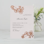 クラシックエレガント蘭金ゴールドフローラブライダルシャワー 箔招待状 (立ち正面)