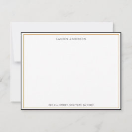 クラシックエレガント金ゴールドとブラック縁どフラット ノートカード