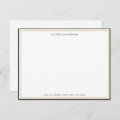 クラシックエレガント金ゴールドとブラック縁どフラット ノートカード (正面/裏面)