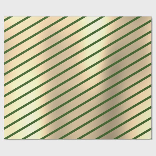 クラシックエレガント金ゴールドグストライプリーン ラッピングペーパー (フラット)