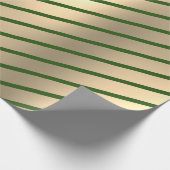 クラシックエレガント金ゴールドグストライプリーン ラッピングペーパー (角)