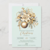 クラシックエレガント金ゴールドグリーンミントラグジュアリークリスマス 招待状 (正面)