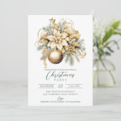 クラシックエレガント金ゴールドグリーンラグジュアリークリスマス 招待状 (スタンド正面)