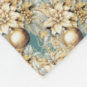 クラシックエレガント金ゴールドブルー高級クリスマスブーケ フリースブランケット (角)