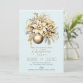 クラシックエレガント金ゴールドブルー高級クリスマスブーケ 招待状 (スタンド正面)