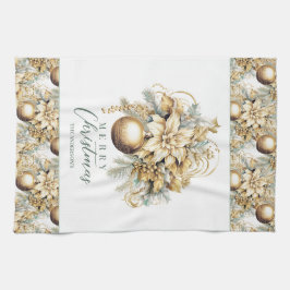 クラシックエレガント金ゴールドミント高級クリスマスブーケ キッチンタオル