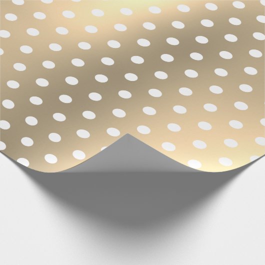 クラシックエレガント金ゴールド白水玉模様 ラッピングペーパー (角)