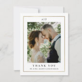 クラシックエレガント金ゴールド結婚の写真 サンキューカード (正面)