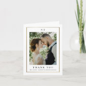 クラシックエレガント金ゴールド結婚の写真 サンキューカード (正面)