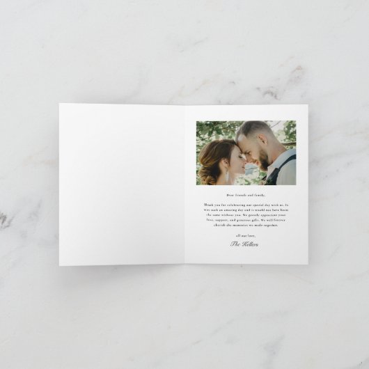 クラシックエレガント金ゴールド結婚の写真 サンキューカード (内部)