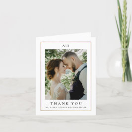 クラシックエレガント金ゴールド結婚の写真 サンキューカード