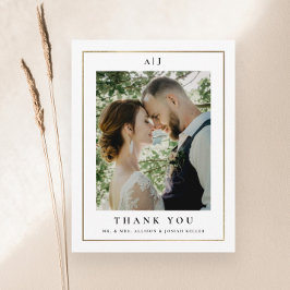 クラシックエレガント金ゴールド結婚の写真 サンキューカード