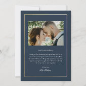 クラシックエレガント金ゴールド結婚の写真 サンキューカード (裏面)