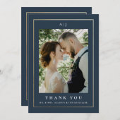 クラシックエレガント金ゴールド結婚の写真 サンキューカード (正面/裏面)