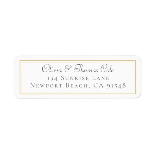 クラシックエレガント金ゴールド結婚フレーム差出人住所 ラベル (正面)