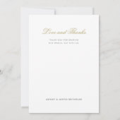 クラシックエレガント金ゴールド結婚写真サンキューカード サンキューカード (裏面)