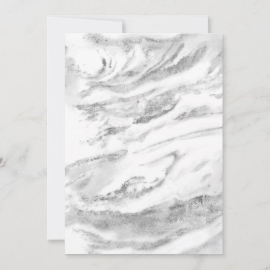 クラシックエレガント銀箔マーブル結婚ズ 招待状 (裏面)