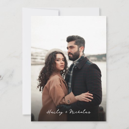 クラシックエレガント黒はっきりした見出し写真結婚s 招待状 (裏面)