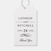 クラシックエレガント黒カスタムウェディングモノグラム ギフトタグ (正面)