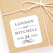 クラシックエレガント黒カスタムウェディングモノグラム スクエアシール