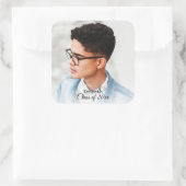 クラシックエレガント黒卒業パーティー写真 スクエアシール (バッグ)