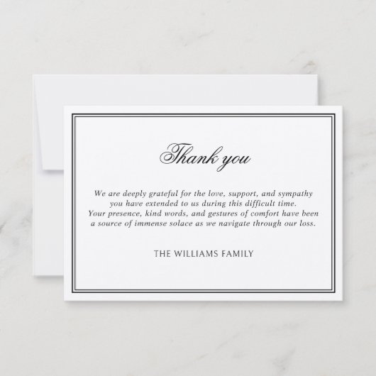 クラシックエレガント黒枠葬儀悔やみや弔慰 サンキューカード (正面)