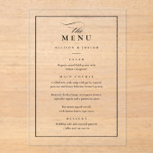 クラシックエレガント黒結婚のメニュー アクリル招待状 (正面)