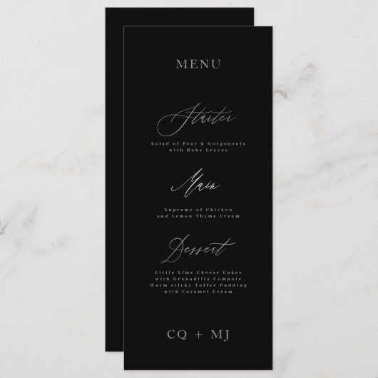 クラシックエレガント黒銀結婚書跡 メニュー (正面/裏面)