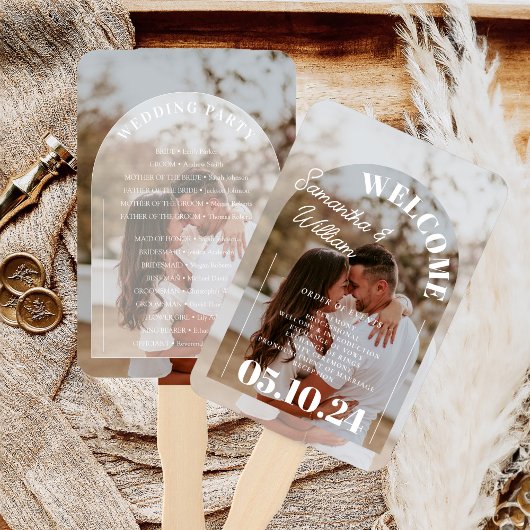 クラシックエレガントArchフォト結婚式 プログラム ハンドファン