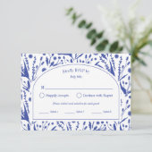 クラシックエレガントBotanicals Blue Meal Options 出欠カード (スタンド正面)