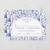 クラシックエレガントBotanicals Blue Meal Options 出欠カード (正面/裏面)