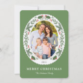 クラシックエレガントChristmas Greenery Message 4 Photo シーズンカード (正面)