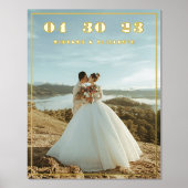 クラシックエレガントCustom Wedding Photo Date Names 箔ポスター (正面)