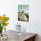 クラシックエレガントCustom Wedding Photo Date Names 箔ポスター (レイダウン (キッチン))