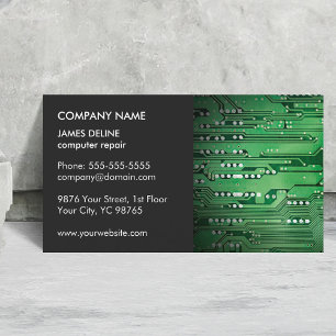 クラシックエレガントGrey Green Circuit Computer Repair 名刺