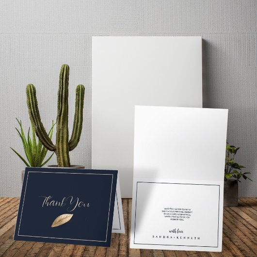 クラシックエレガントIダークブルー結婚I サンキューカード