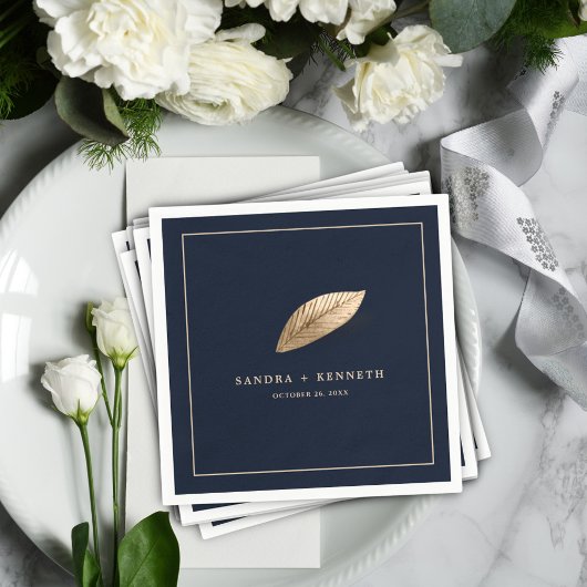 クラシックエレガントIダークブルー結婚I スタンダードカクテルナプキン