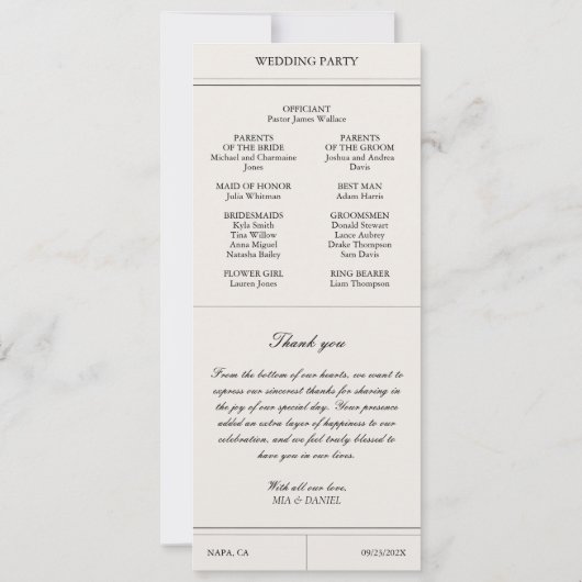 クラシックエレガントLight Gray Vintage Wedding Program (裏面)