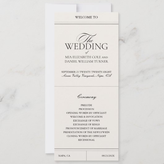 クラシックエレガントLight Gray Vintage Wedding Program (正面)