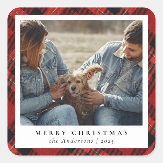 クラシックエレガントMerry Christmasカスタム Photo スクエアシール (正面)
