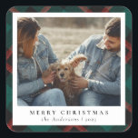 クラシックエレガントMerry Christmasカスタム Photo スクエアシール<br><div class="desc">この緑のプモダンライドエレガントクリスマスステッカーは、あなたの休日の贈り物、カード、パーティーの好意のための完璧な仕上げtouchである。フェスティバルの赤スタイリッシュとカスタマイズ可能な写真オプションのバッファローのプレイドデザインとモダン共に、あなたのクリスマスの包装に感じはまだクラシックを追加する。ギフトパーソナライズされたラベルやホリデーパーティーのシールなどを作成するのに理想的な、このトレンディータータンチェックのプライドのシールはあなたのお祝いにクリスマスの雰囲気のtouchをもたらすに間違いない。</div>