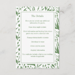 クラシックエレガントSage Greenの植物学結婚科 エンクロージャーカード